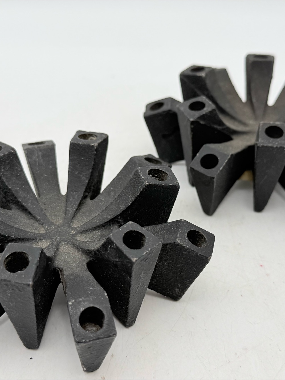 Handcrafted Black Geometric Iron Candlestick Holder Set - Home Art - Picture 10 of 10